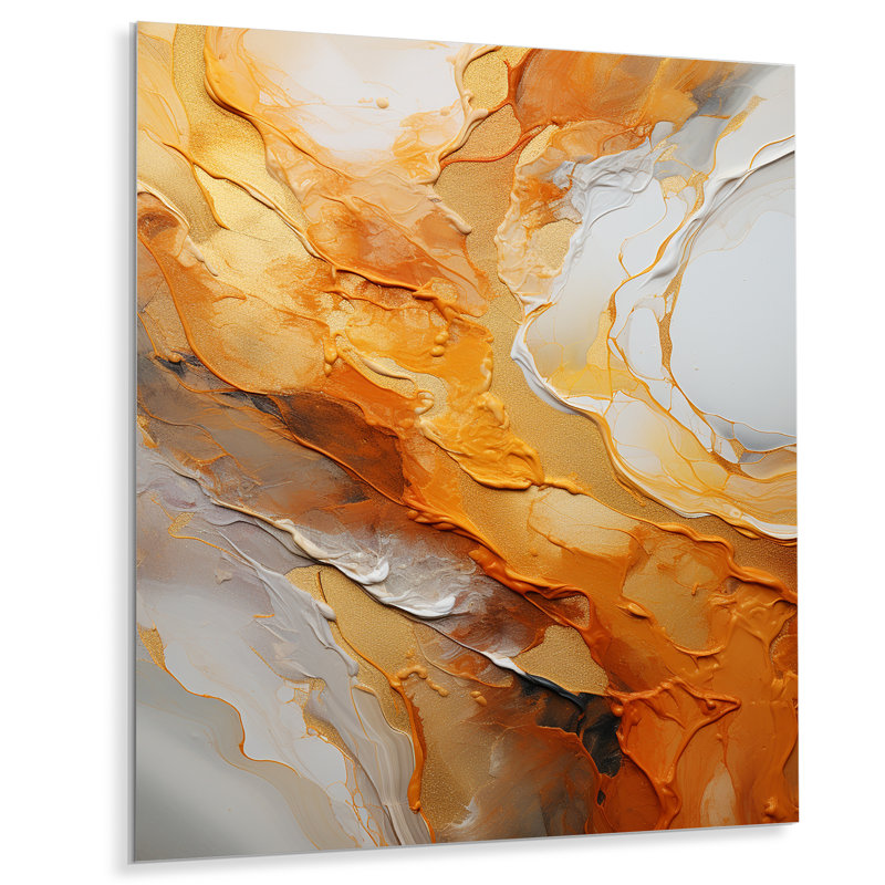 Art mural doré et blanc Geode Lava IV - pierre, H 32 po x l 24 po x P 1 po