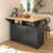 55.7" Large Kitchen Island with 2 Drop Leaves, Power Outlet & Folding Dining Table-129470438
