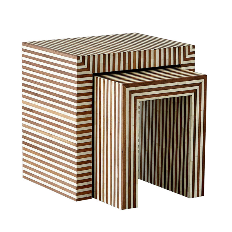 Sienna End Table-Walnut/Bone-Sm