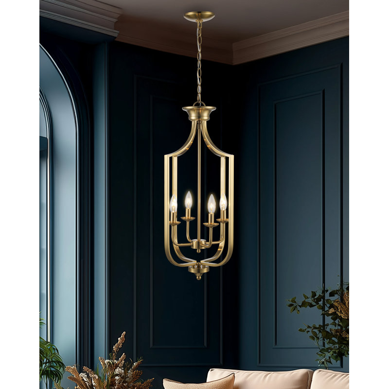 4-Light Chandelier, Médium, Or antique