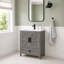 Meuble-lavabo de 76 cm avec lavabo en céramique et rangement dissimulé (sans robinetterie) - Gris-1869364595-1869375478