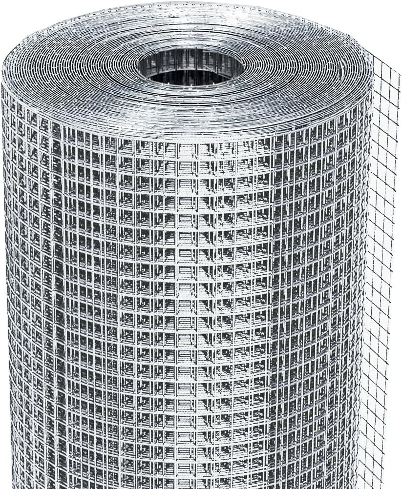 Rodent Mesh Welded Chicken Wire Fence Roll, Galvanized Steel with 12mm Holes, for Poultry Coop, Animal Fencing and Garden Protection, DIY Installation