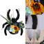 Couronne d'araignée 11,8 po avec tournesols et plumes noires, pendentif en bois pour décoration de porte d'entrée Halloween