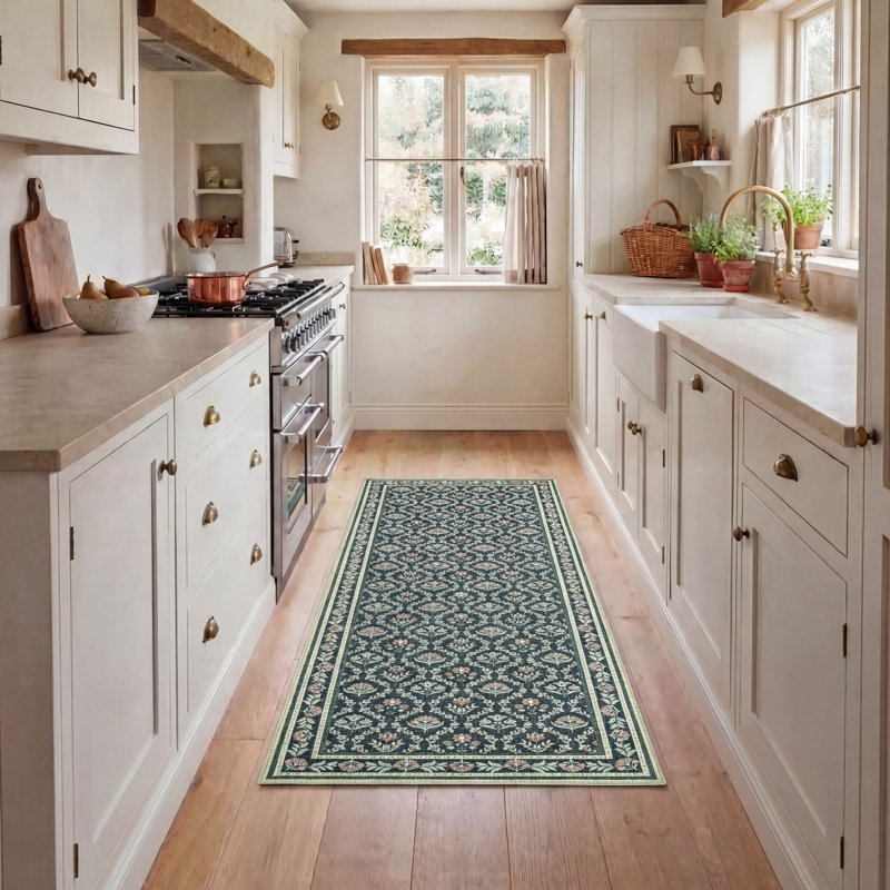 Laura Ashley Barrington Imagine Printed Chenille Rugs, Navy Multi, Runner 2'2" x 6'