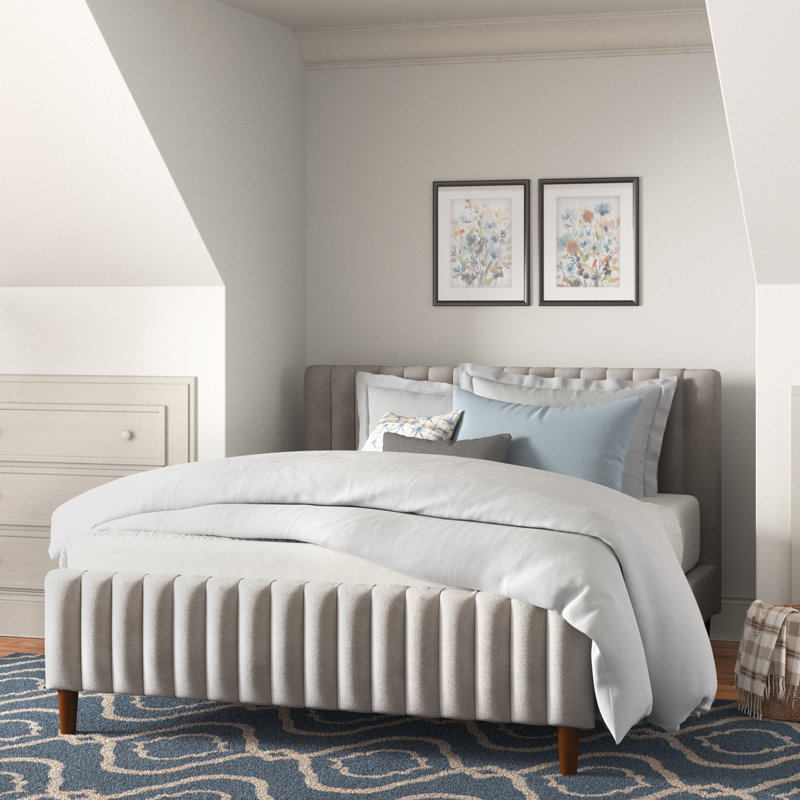 Lit plateforme tapissier Spencer Catisha, Taupe, Grand