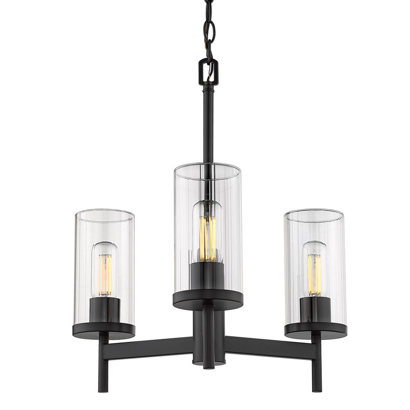 Lustre cylindrique unique à 3 lumières Bertelli, Noir mat