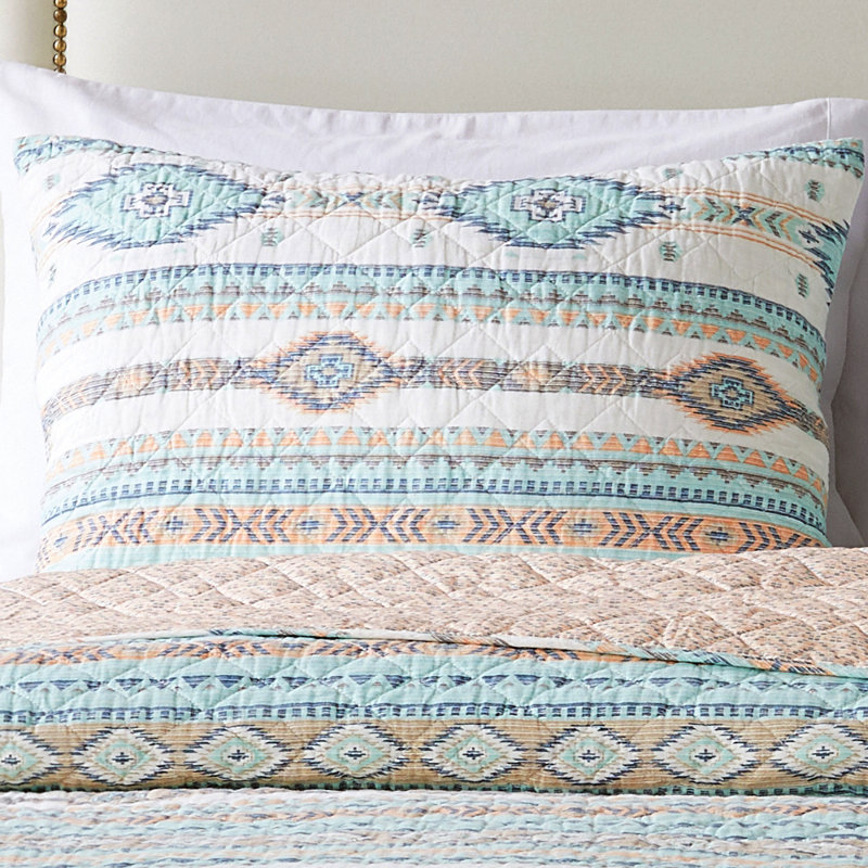 Phoenix Cotton Blend Sham Set, Standard/Twin, Turquoise