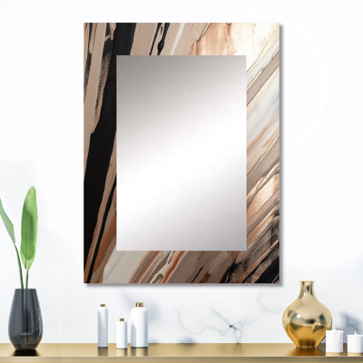 Rosegold embrassant l'essence des lignes V - grand miroir en marbre, miroir mural décoratif doré, impression d'art en métal