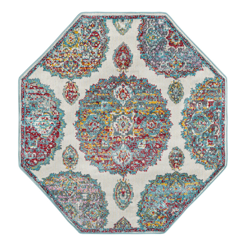 Haefner Floral Indoor Rug, Octagon 4' x 4'