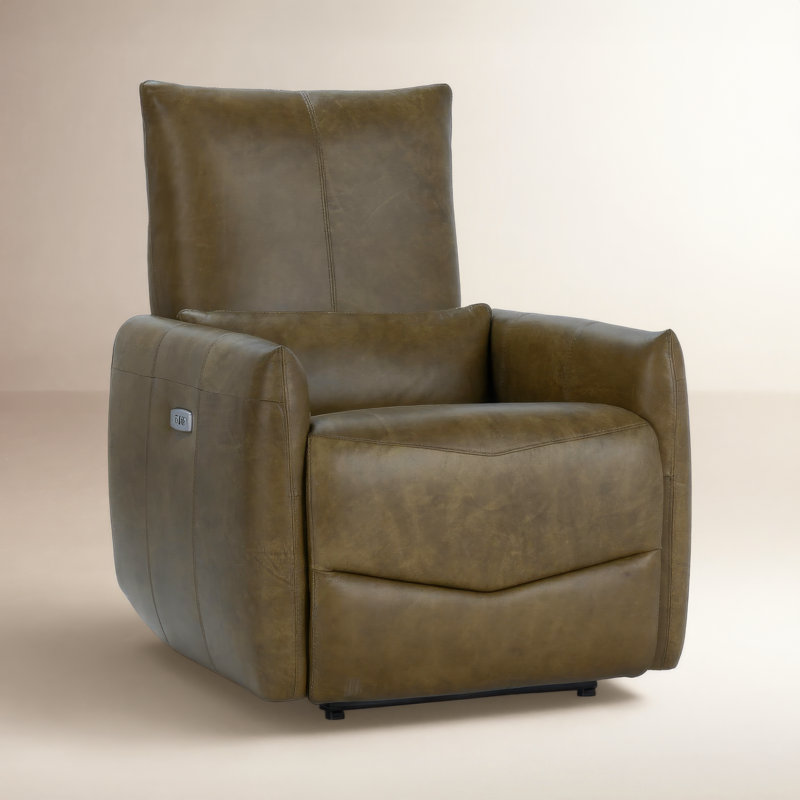 Thaya Leather Power Recliner Chair, Earth Brown Genuine Leather