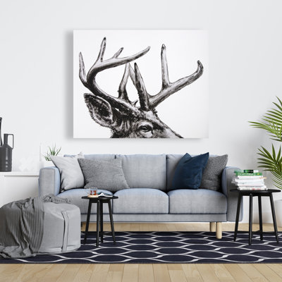 Roe Deer Plume - Black & White Canvas for Holiday Decor