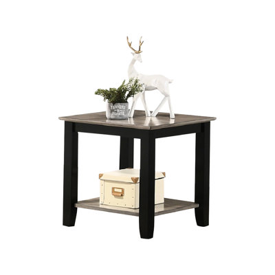 Square End Table In Dark Brown With Display Shelf Option Solid Wood Open For Practical
