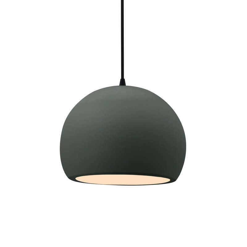 Luminaire suspendu à 1 lumière Aschwin, H 6 po x l 7 po x P 7 po, Étain, vert, Noir mat