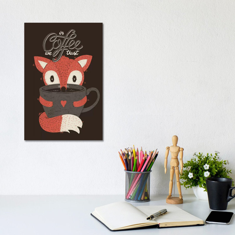 In Coffee We Trust Fox by Tobias Fonseca - Wrapped Canvas Gallery-Wrapped Canvas Giclée, 30.48cm H x 30.48cm W