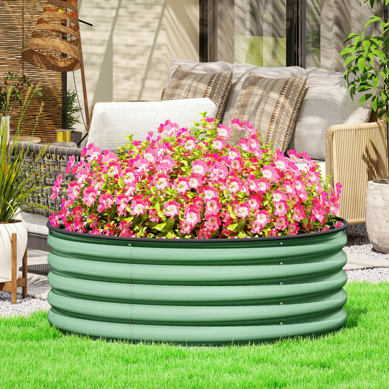 Metal Raised Garden Bed, Light Green