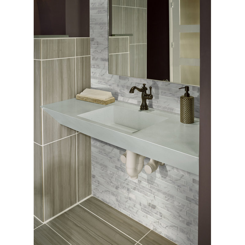 Dravyn Frosted Stravine Interlocking 11 in. x 12 in. Glass Stone Blend Mosaic Wall Tile