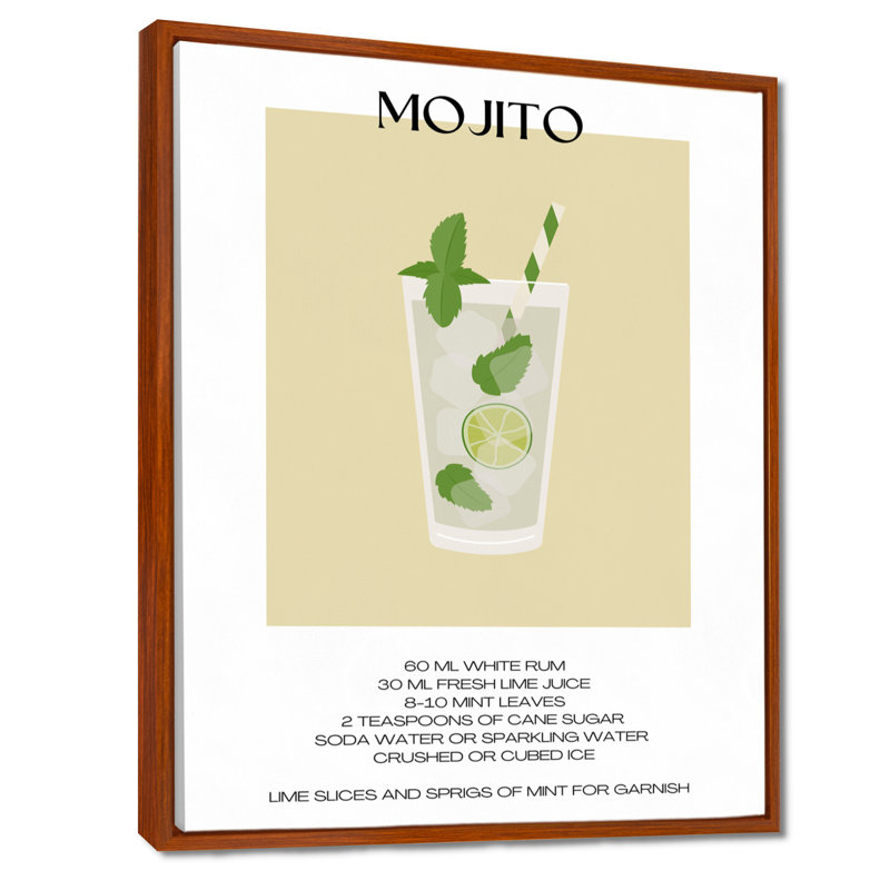 Décoration murale Mojito Traditional Cuban Punch II - cocktails, Cadre flottant brun, H 32 po x l 24 po