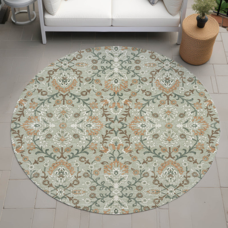 Machine Washable Indoor/Outdoor Chantille ACN2634 Global Rug, Celery, 8' Round