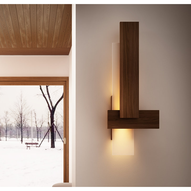 Sedo Dimmable LED Flush Mount Sconce, 2700K, Walnut