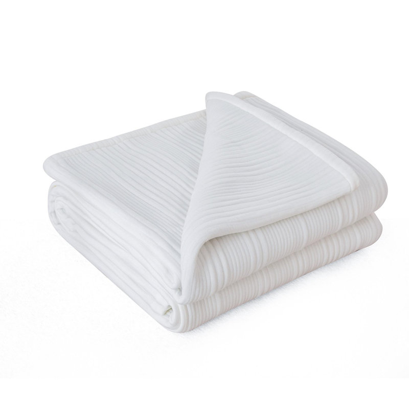 Couverture de lit légère en jersey de coton doux et réversible, Très grand lit, Ivoire ivoire