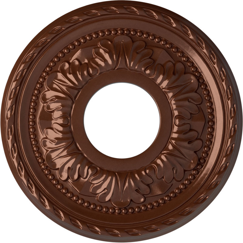 Endurathane Palmetto Ceiling Medallion, 11 3/8"OD x 3 5/8"ID x 7/8"P (Fits Canopies up to 4 1/2"), Hand-Painted Copper Penny Finish
