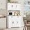Garde-manger en bois de 74 po de hauteur avec tablette à micro-ondes et tiroirs