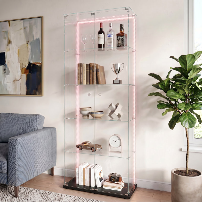 Glass 80 cm W Display Cabinet, Black
