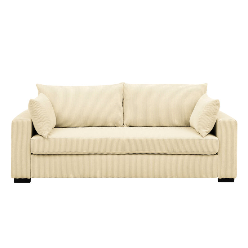 Doux velours côtelé 2 places côtier, abat-jour crème neutre, profondeur de 31 pouces, assise confortable de couleur inspirée, 34 haut, soutien