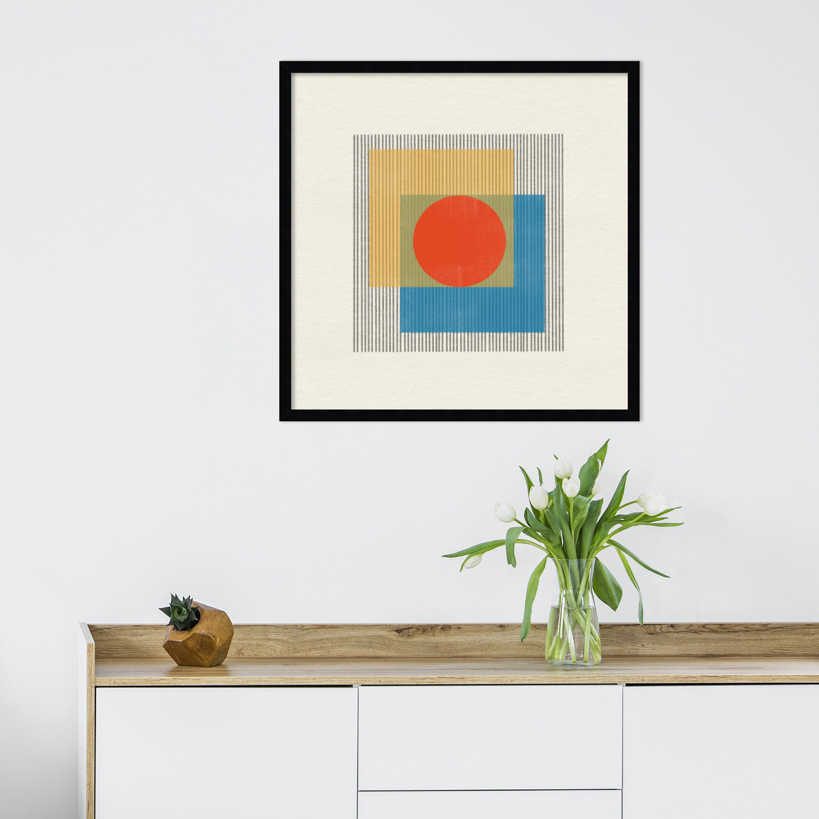 Midcentury Modern Object No 3 Print, Black, 25" H x 25" W x 1" D