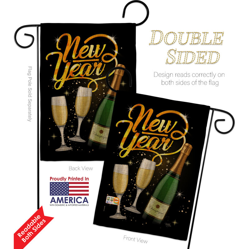 Ensemble de drapeaux 19 x 13 po Khachadur Cheers To Happy New Year Winter Impressions