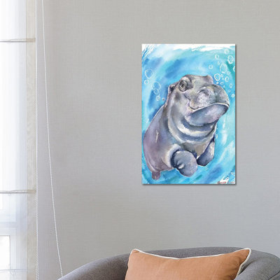 Hippo Baby I 1 Piece Wrapped Canvas Painting