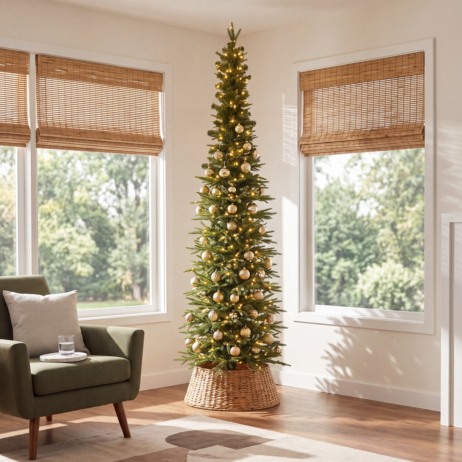 Slim Pre-Lit Fir Christmas Tree, 8.5', Warm White LED