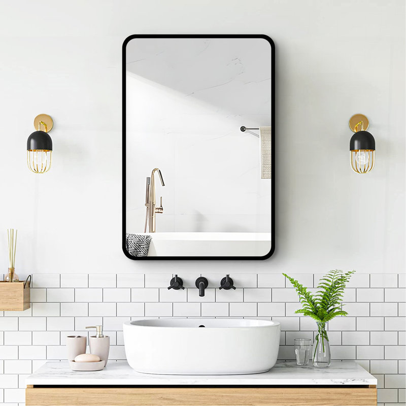 Armoire à pharmacie de salle de bain avec miroir pour un rangement et une fonctionnalité améliorés, Argent / noir