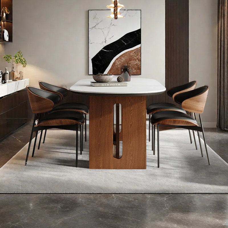 Modern minimalist oval dining table, 29.53"H x 55.12"L x 31.5"W