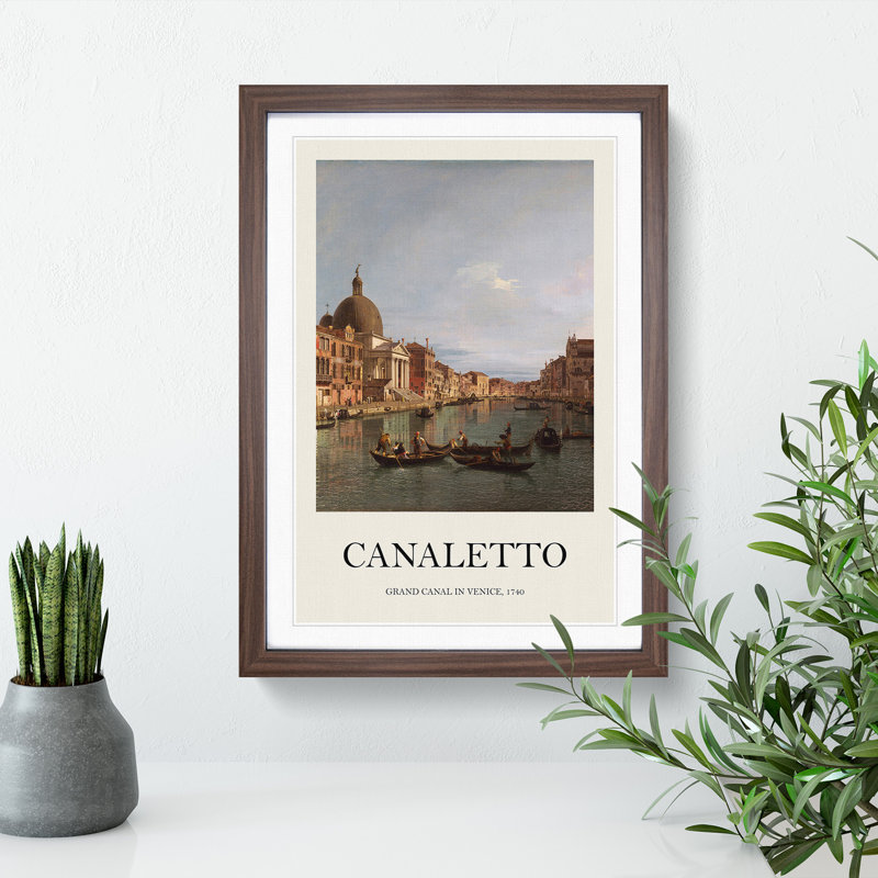The Grand Canal in Venice by Giovanni Canaletto - Picture Frame Painting, Walnut Framed, 48cm H x 36cm W x 2cm D