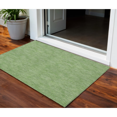 Tapis d'intérieur lavable à motif géométrique vert 3 pi x 5 pi HomeRoots