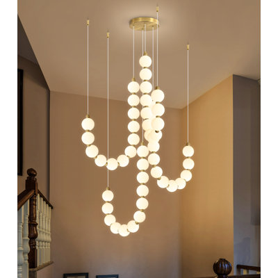 Lustre 48 lumières à DEL moderne à intensité variable noir
