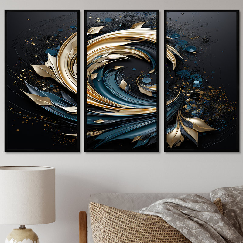 Ensemble d'art mural Rawles - Botanicals, H 28 po x l 36 po x P 1 po, Cadre flottant noir