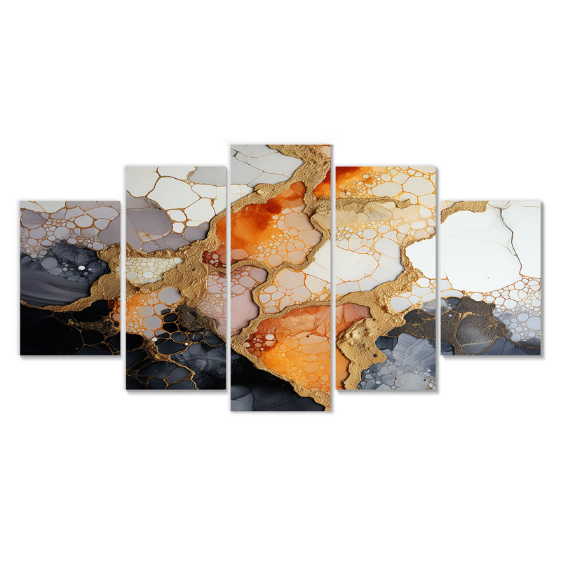 Ensemble d'art mural en marbre 5 pièces, H 32 po x l 60 po