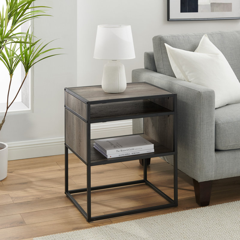 Oswald Frame End Table, Grey Wash