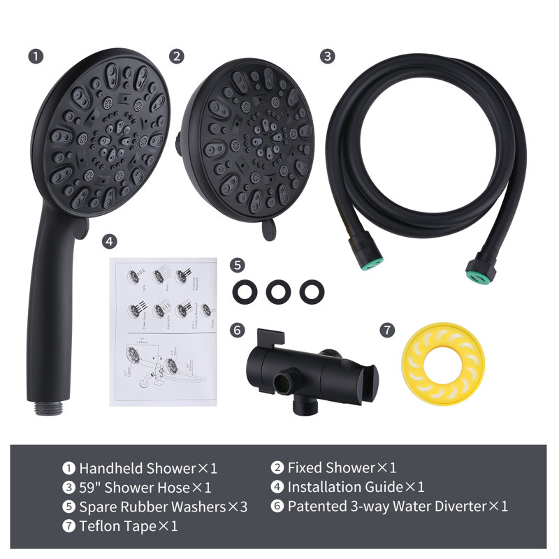 Rain Handheld Shower Head 2.5 GPM GPM, Black