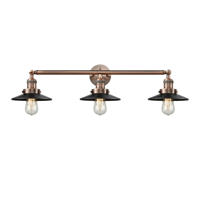 Éclairage pour meuble-lavabo à intensité variable à 3 lumières Krysia, Cuivre antique, Noir mat
