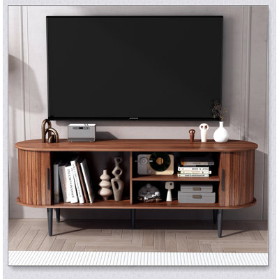 TV Stand, 55" Modern TV Console Table With Storage Compartment And Sliding Door, Gaming Entertainment Center With Cabinet For Living Room, Bedroom, Office