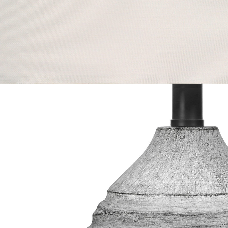 Lighting, H 27 po, lampe de table, résine grise, abat-jour ivoire / crème, moderne
