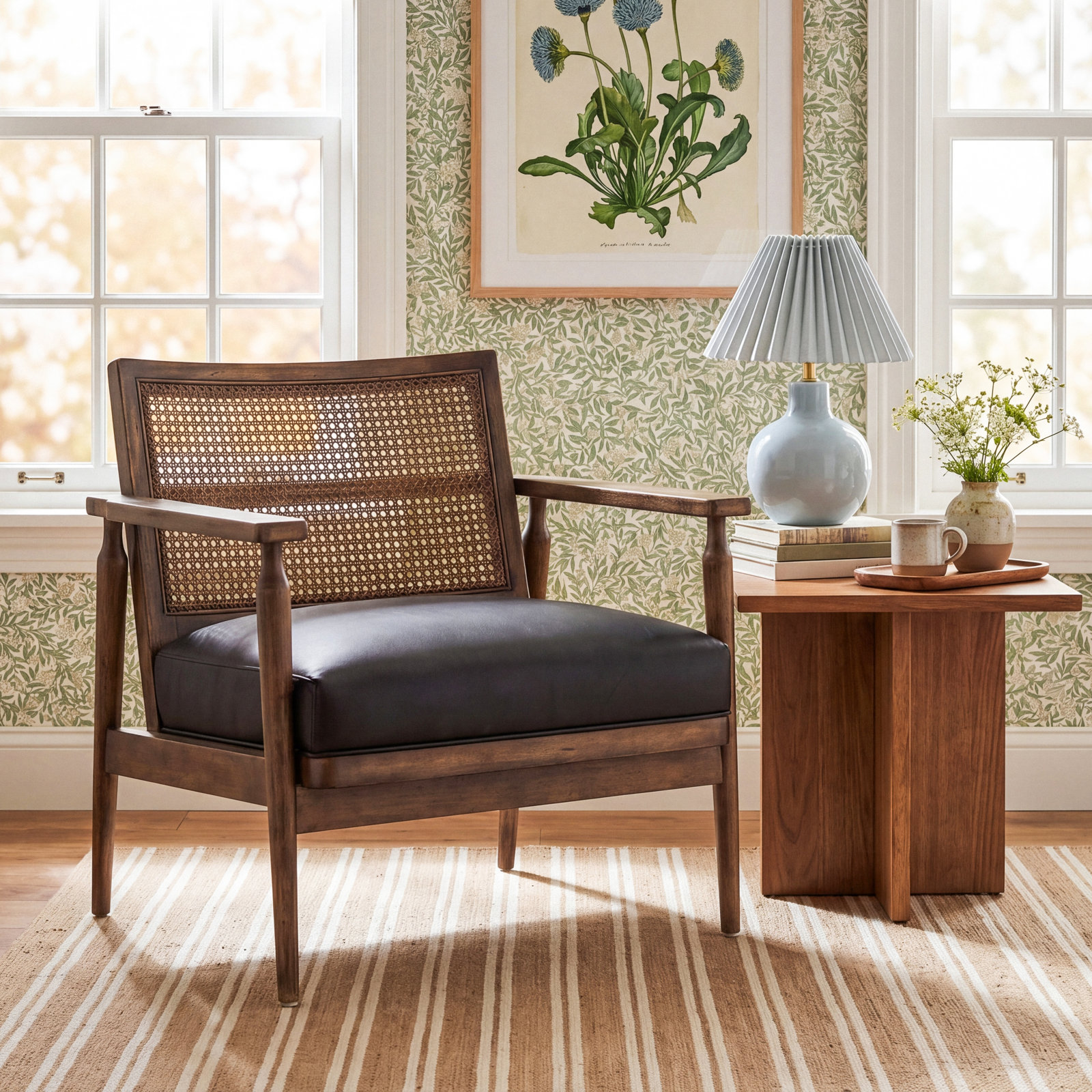 Anasia 30" W Armchair, Carson Black Top Grain Leather