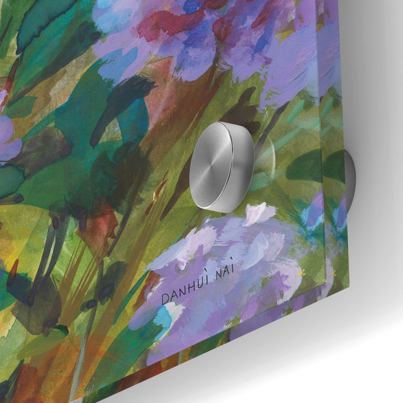 «Beach Hydrangeas» par Danhui Nai, art mural en verre acrylique, H 24 po x l 24 po x P 0,2 po