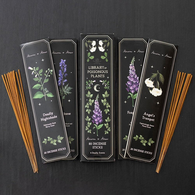 Ensemble de 80 bâtons d'encens Wicca Bibliothèque de plantes vénéneuses
