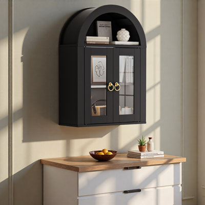 Armoire murale arquée avec portes en verre, tablettes légères et réglables pour la salle de lavage et la salle de bain