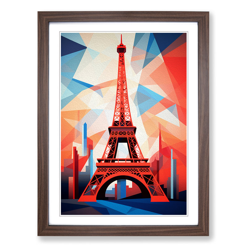 Eiffel Tower Constructivism No.3 - Single Picture Frame Print on Wood, 46cm H x 34cm W, Walnut Framed
