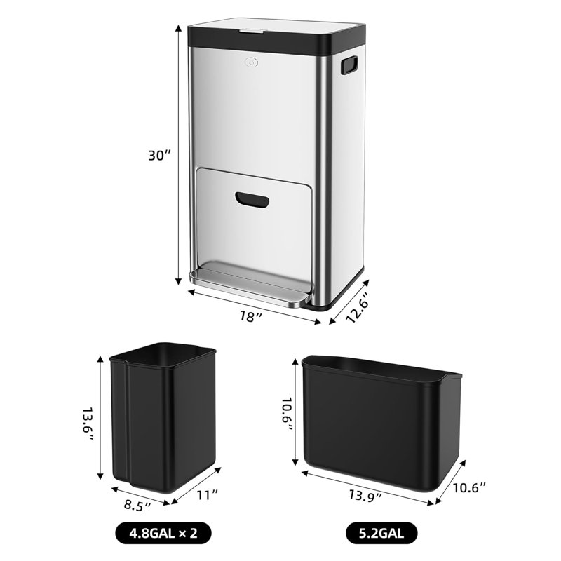 Poubelle de cuisine 56L / 14,8 GAL